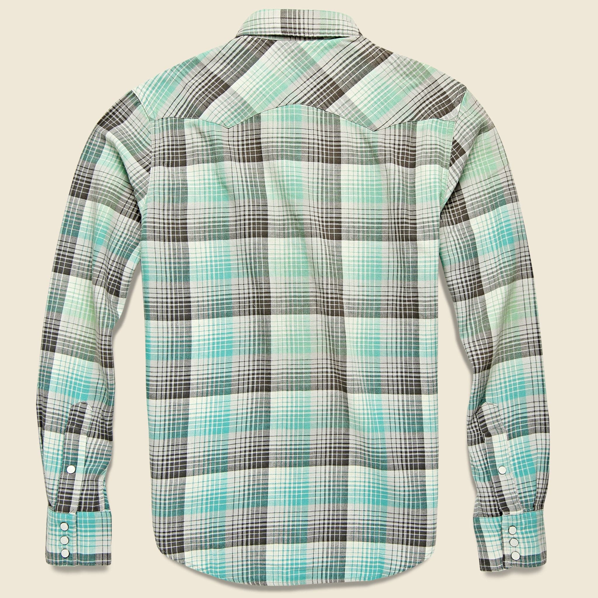 
                          Wrangler Western - Turquoise/Grey - RRL - STAG Provisions - Tops - L/S Woven - Plaid
                        