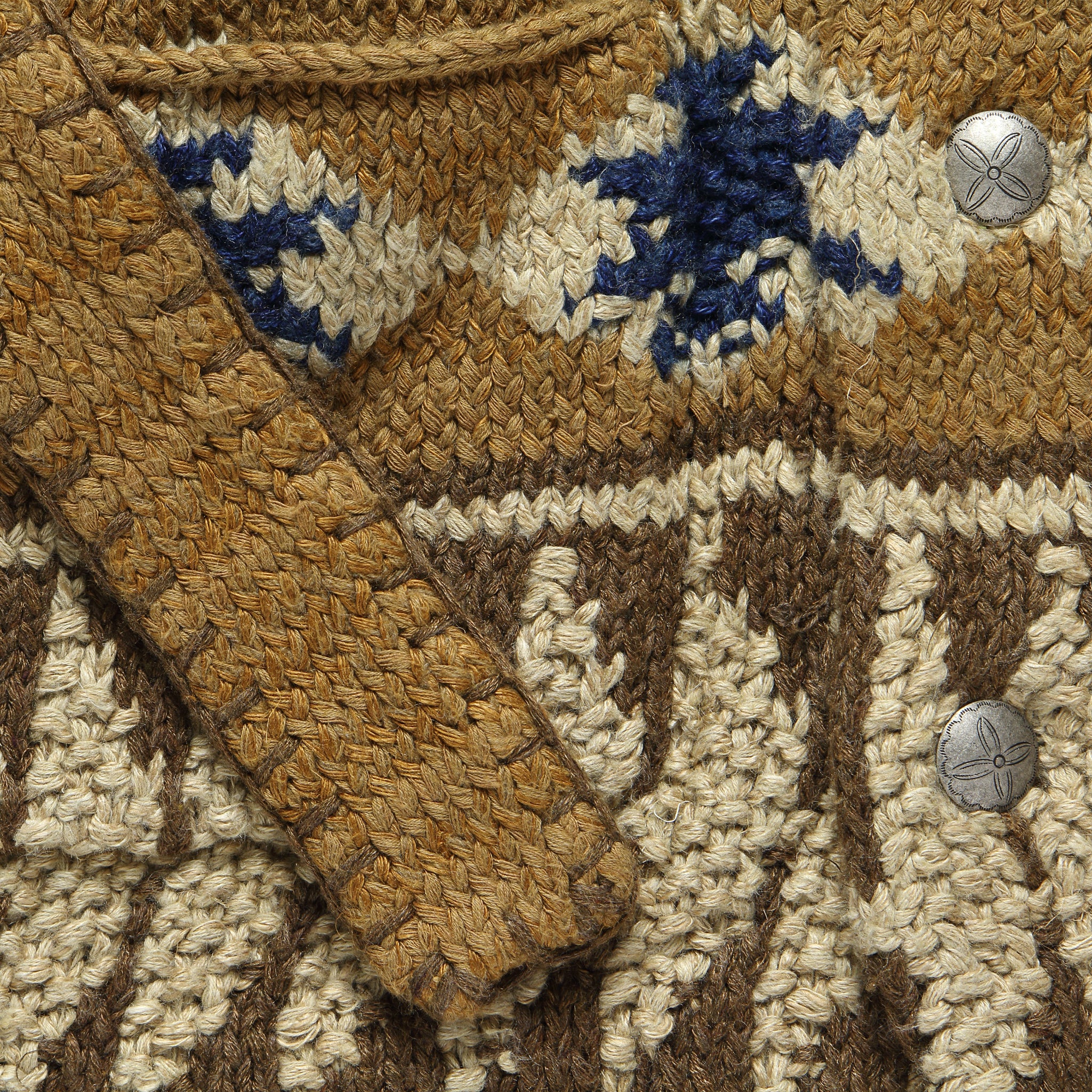 Hand-Knit Ranch Shawl Cardigan - Brown/Indigo - RRL - STAG Provisions - Tops - Sweater