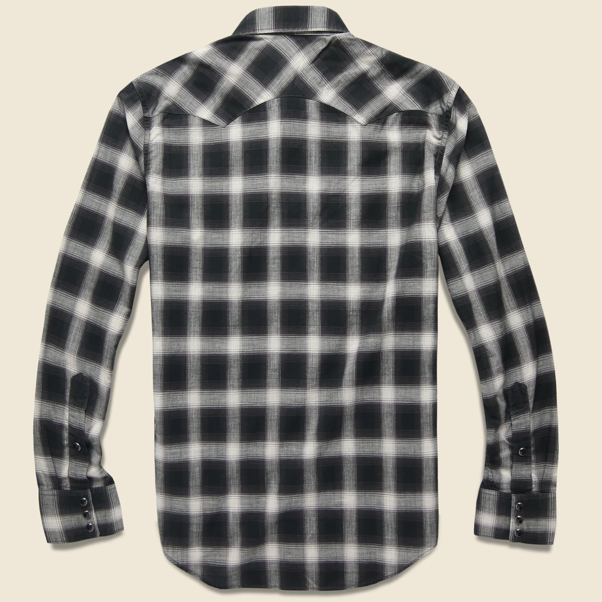 
                          Wrangler Ombre Plaid Western Shirt - Black/Grey - RRL - STAG Provisions - Tops - L/S Woven - Plaid
                        