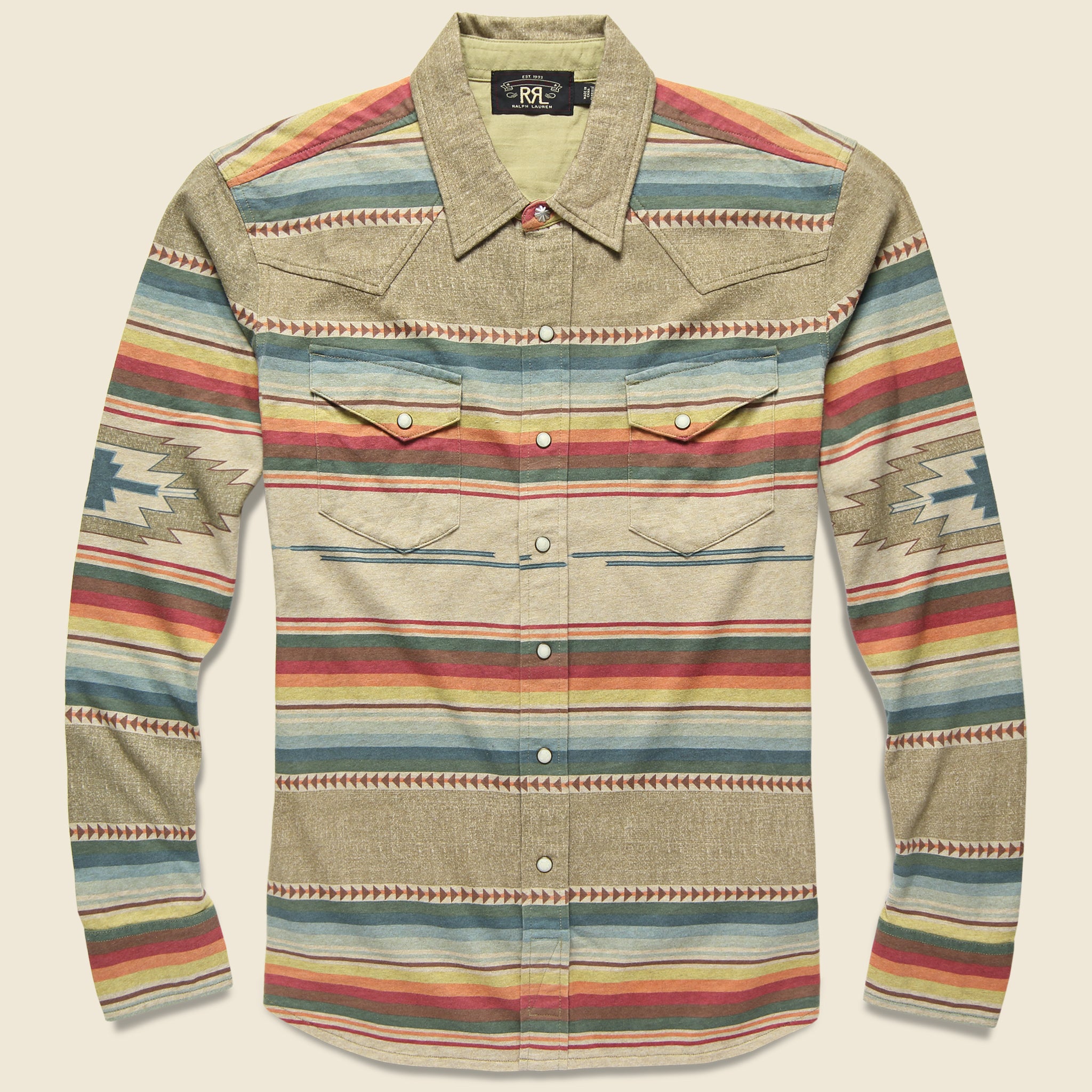 Jacquard Knit Western Shirt - Brown Multi - RRL - STAG Provisions - Tops - L/S Woven - Other Pattern