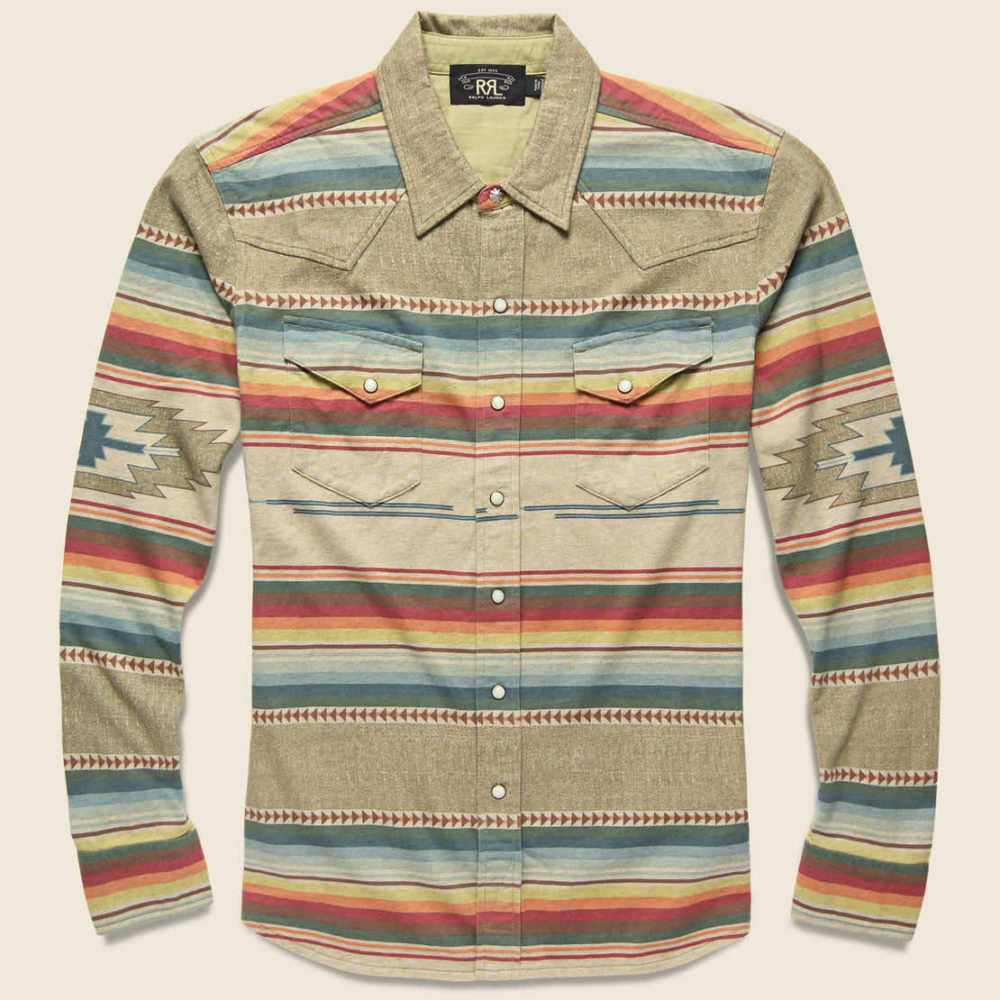 RRL Jacquard Knit Western Shirt - Brown Multi