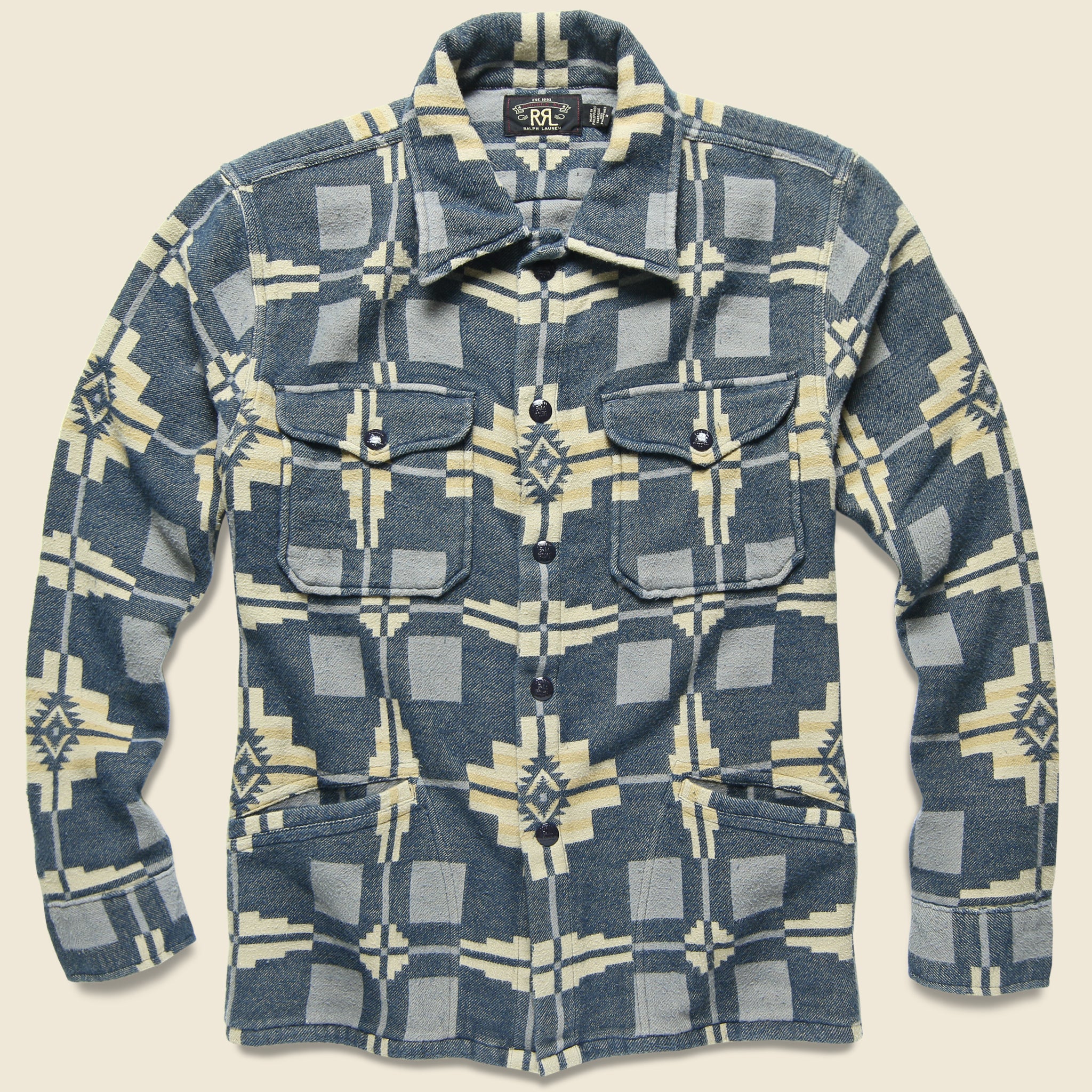 Black Bear Jacquard Overshirt - Blue/Tan - RRL - STAG Provisions - Tops - L/S Woven - Overshirt