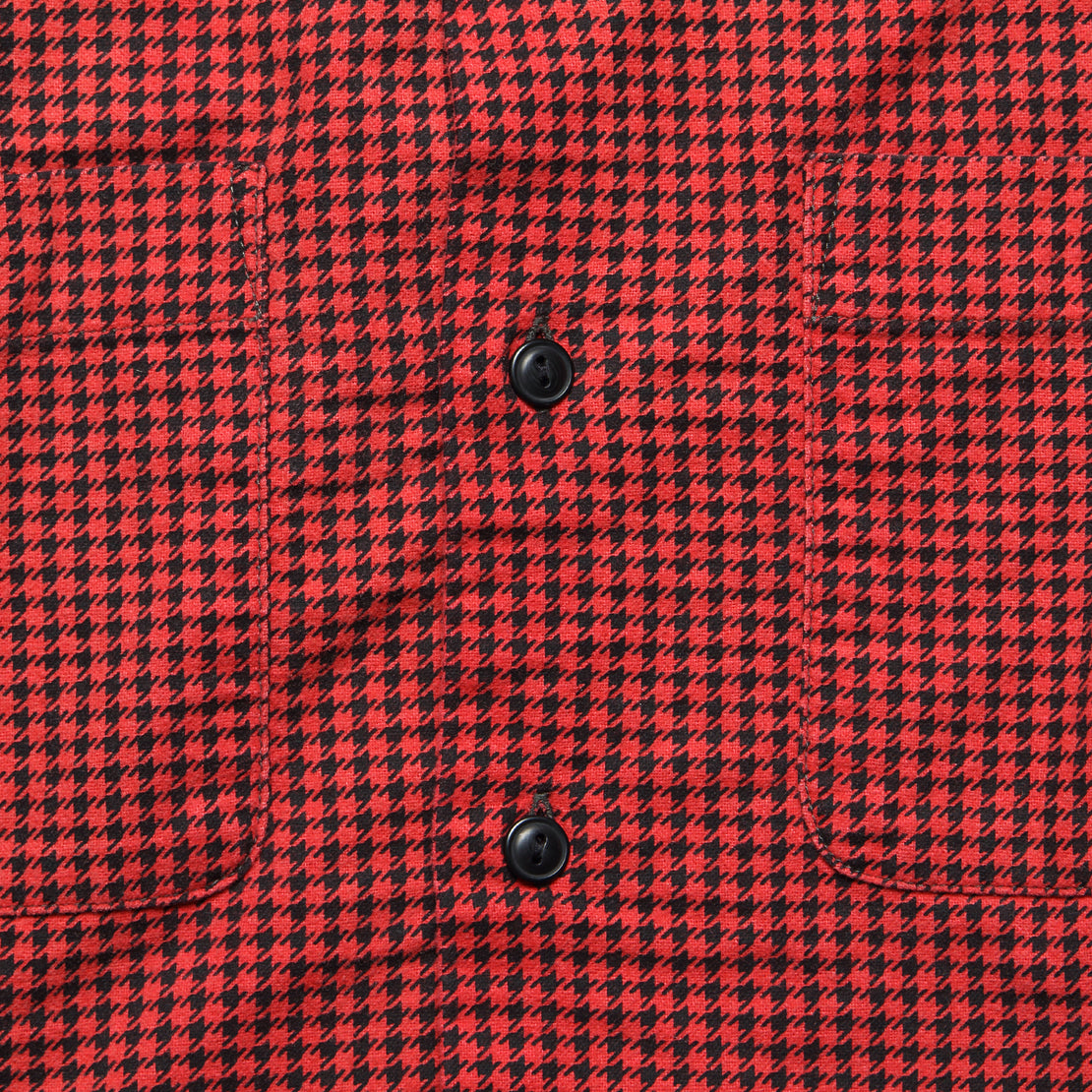 Monterey Houndstooth Check Camp Shirt - Red/Sulphur Black