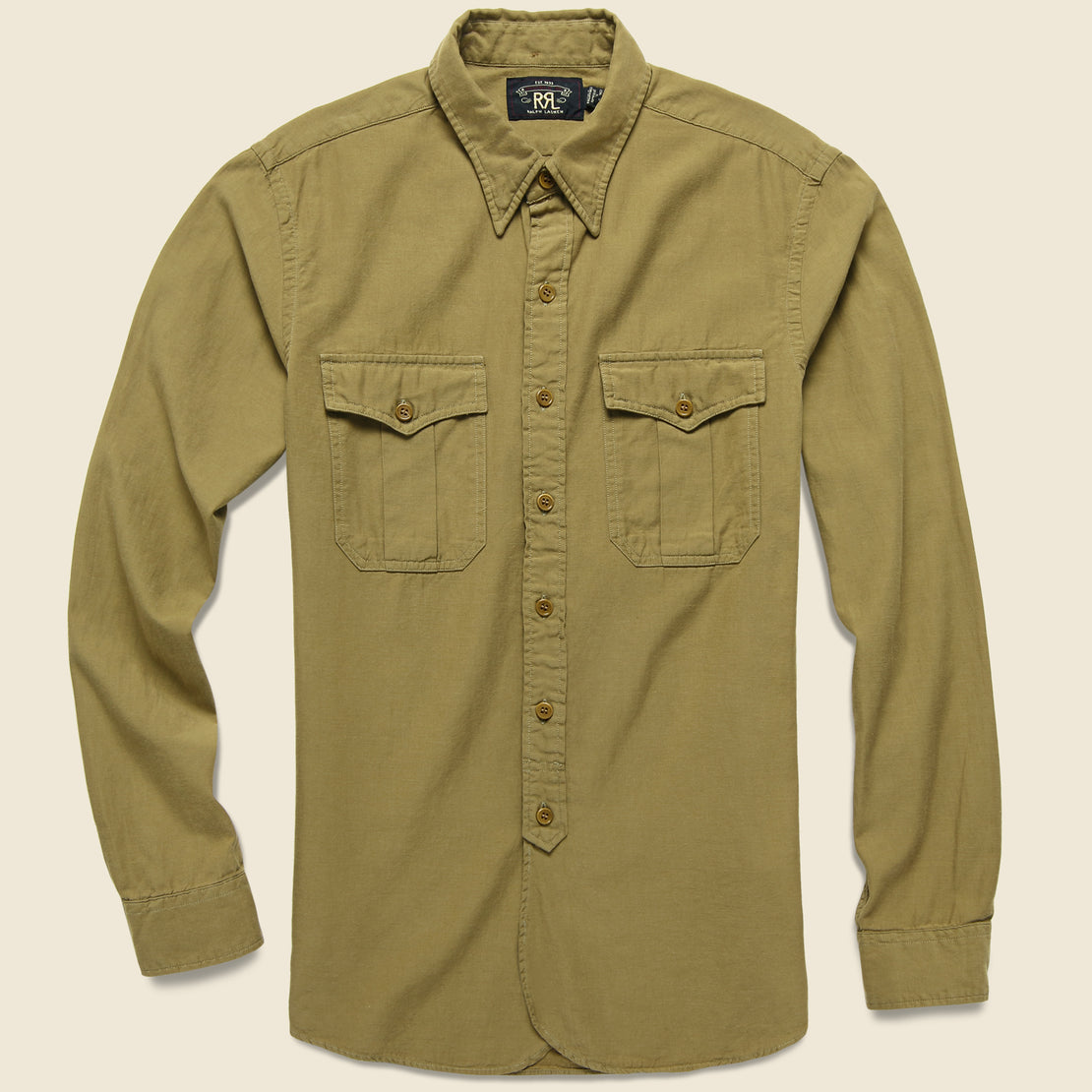 RRL Clayton Sateen Military Shirt - Desert Tan
