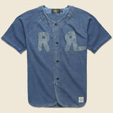 Indigo Baseball Jersey - Washed Blue - RRL - STAG Provisions - Tops - S/S Woven - Solid