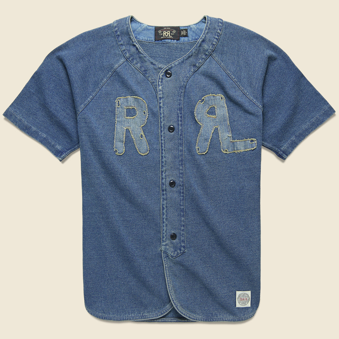 RRL Indigo Baseball Jersey - Washed Blue