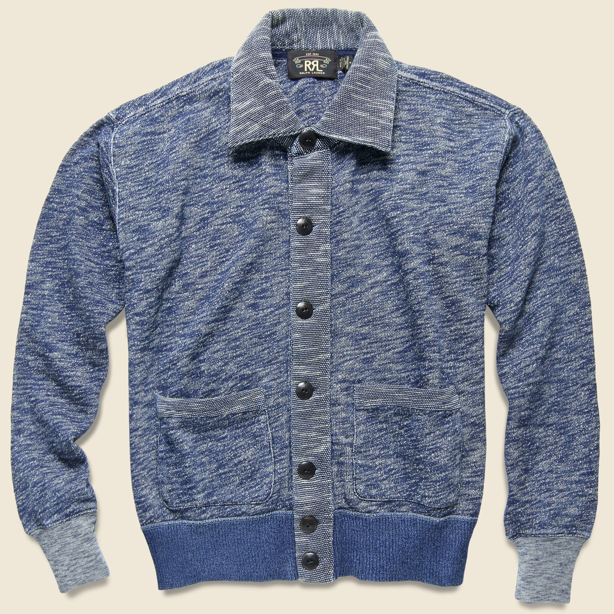 Vintage Fleece Coach Cardigan - Indigo Heather - RRL - STAG Provisions - Tops - Sweater