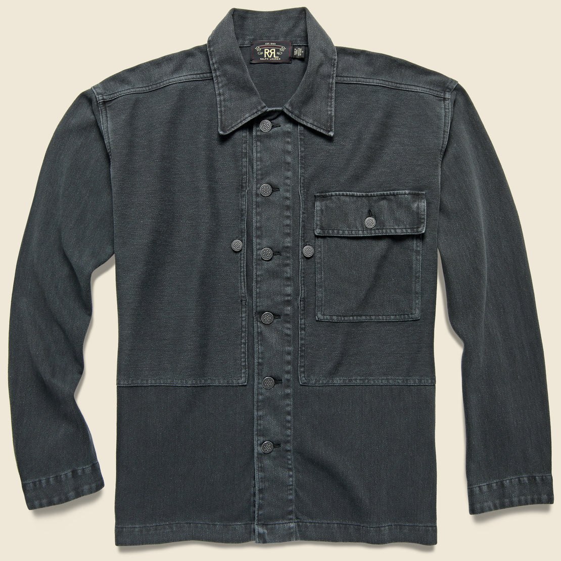 RRL Herringbone Twill Vintage Fit Overshirt - Sulphur Black