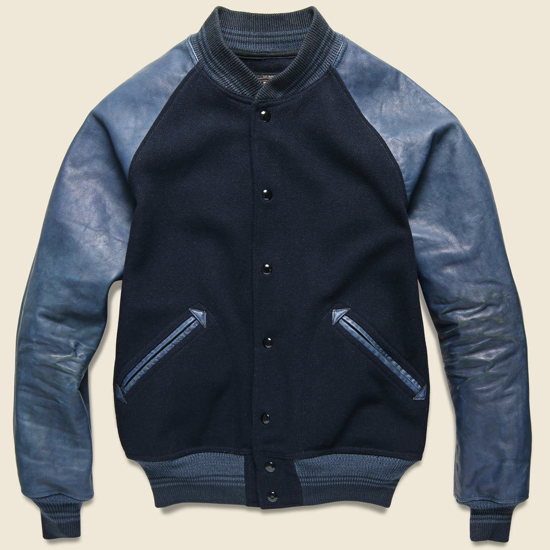RRL Leather / Wool Watson Jacket - Navy/Indigo