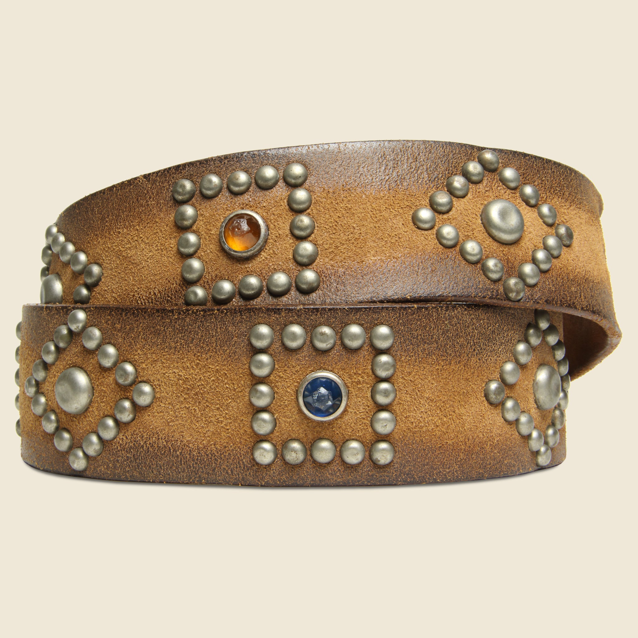 
                          Roughout Studded Suede Belt - Brown - RRL - STAG Provisions - Accessories - Belts
                        