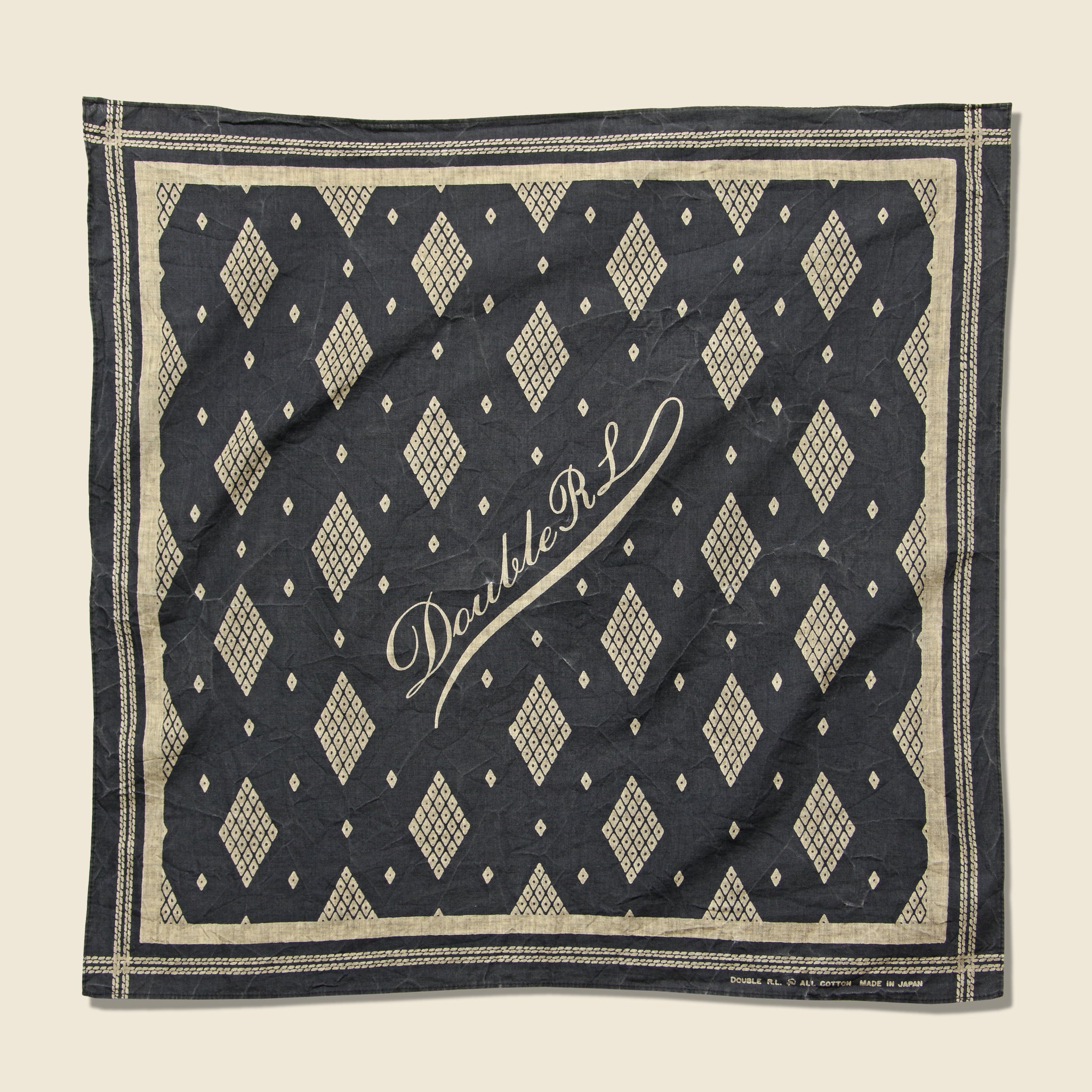 Cotton Deco Print Logo Bandana - Sulphur Black - RRL - STAG Provisions - Accessories - Bandanas