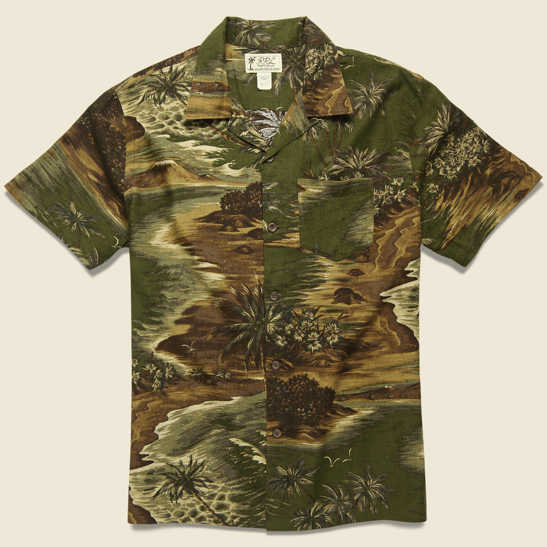 RRL Aloha Camp Shirt - Olive Multi