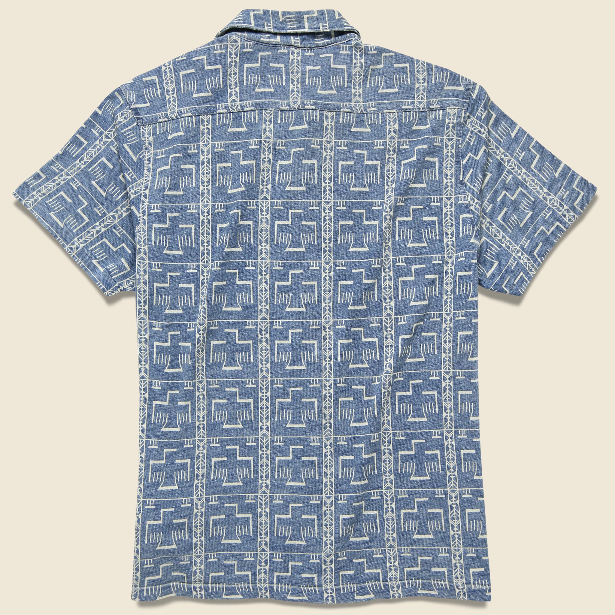 Print Jersey Camp Shirt - Washed Blue Indigo - RRL - STAG Provisions - Tops - S/S Knit