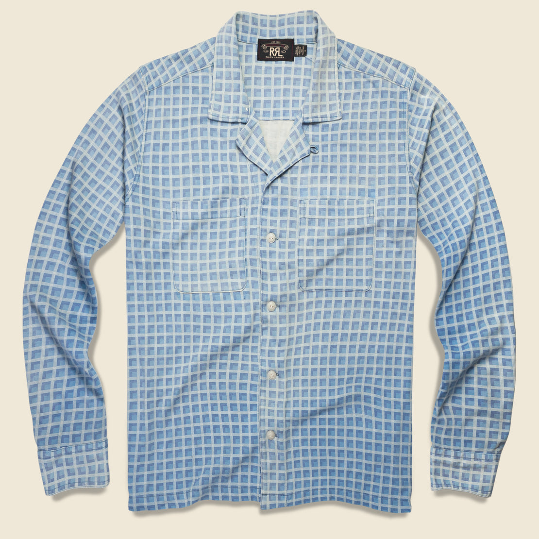 Plaid-Print Jersey Camp Shirt - Indigo - RRL - STAG Provisions - Tops - L/S Knit