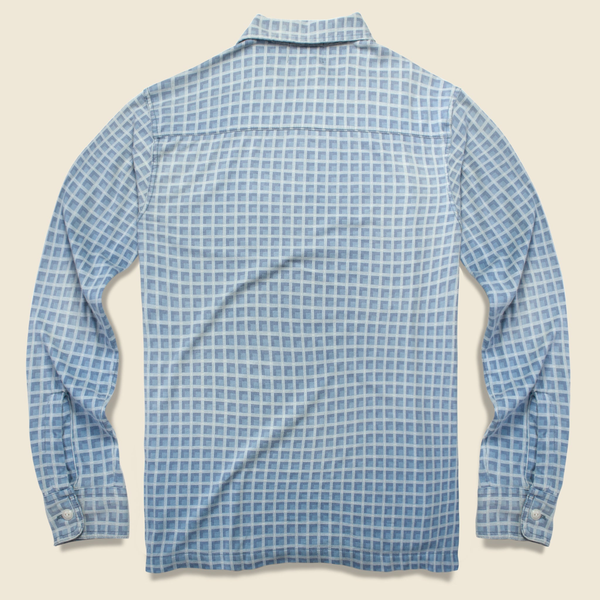 
                          Plaid-Print Jersey Camp Shirt - Indigo - RRL - STAG Provisions - Tops - L/S Knit
                        