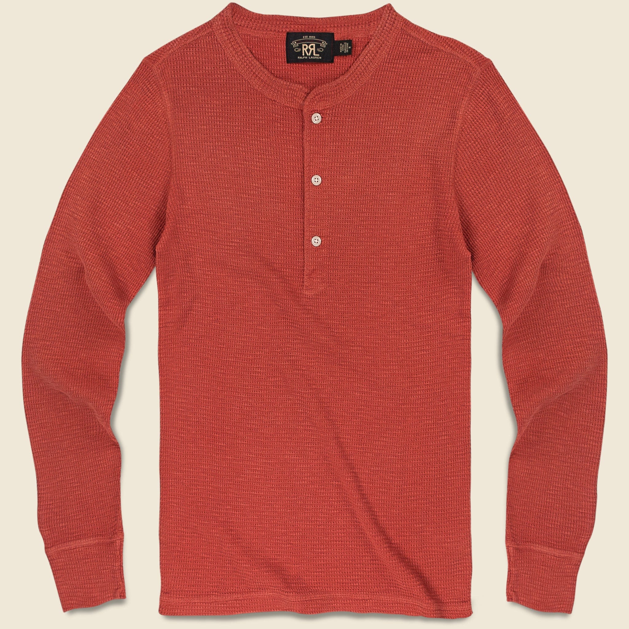 Waffle-Knit Henley - Trading Post Red - RRL - STAG Provisions - Tops - L/S Knit