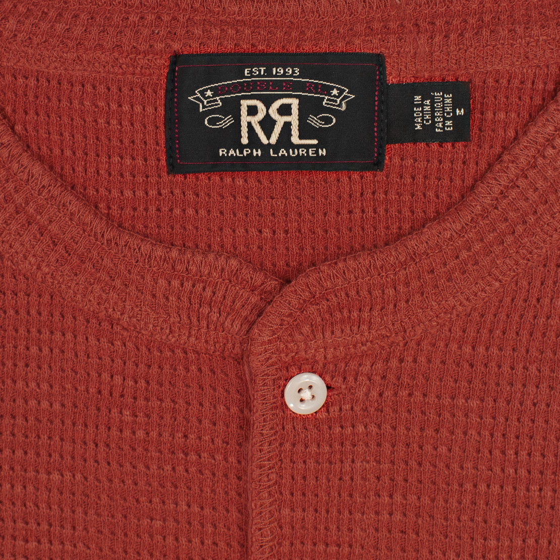 Waffle-Knit Henley - Trading Post Red