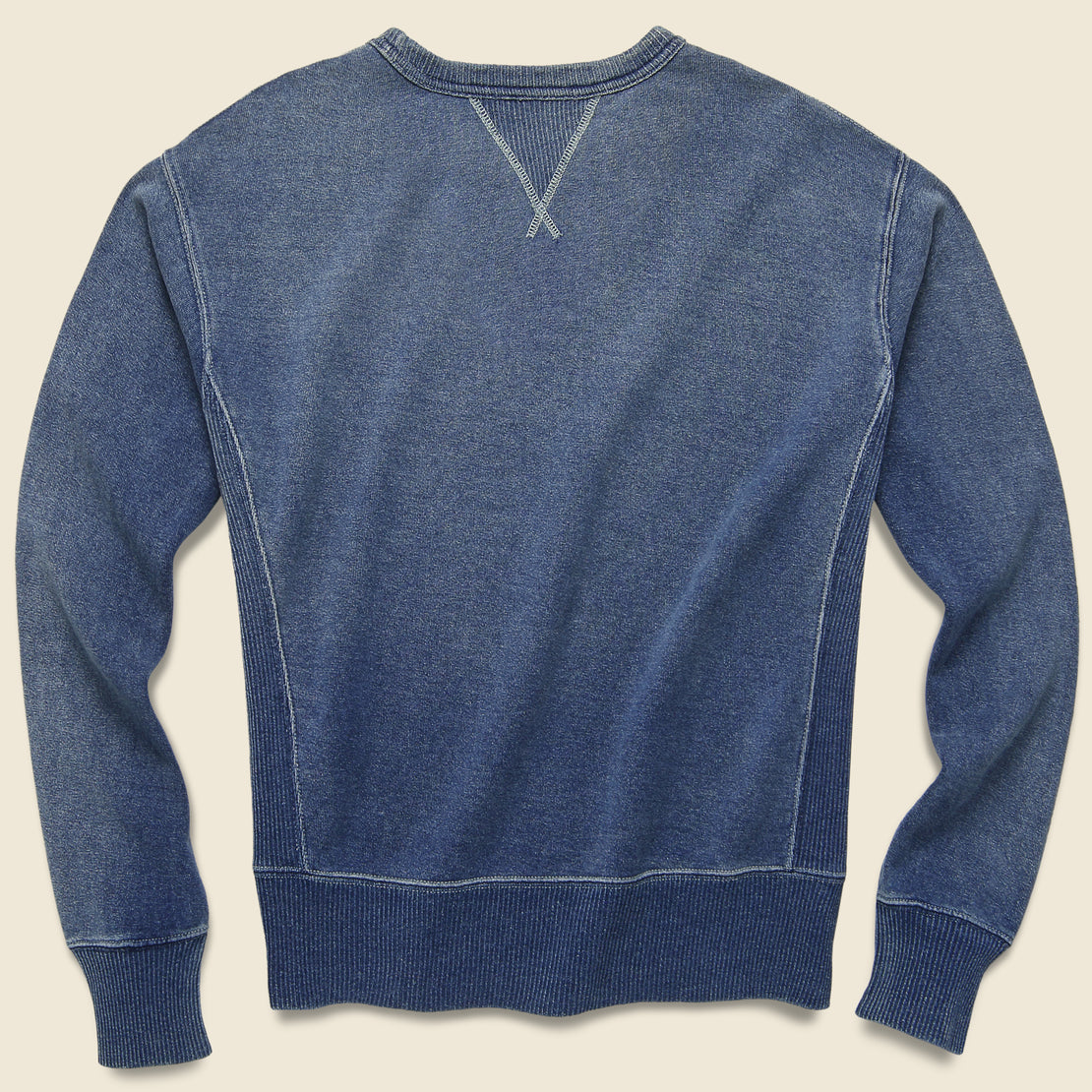Indigo French Terry Sweatshirt - Washed Blue Indigo - RRL - STAG Provisions - Tops - Fleece / Sweatshirt