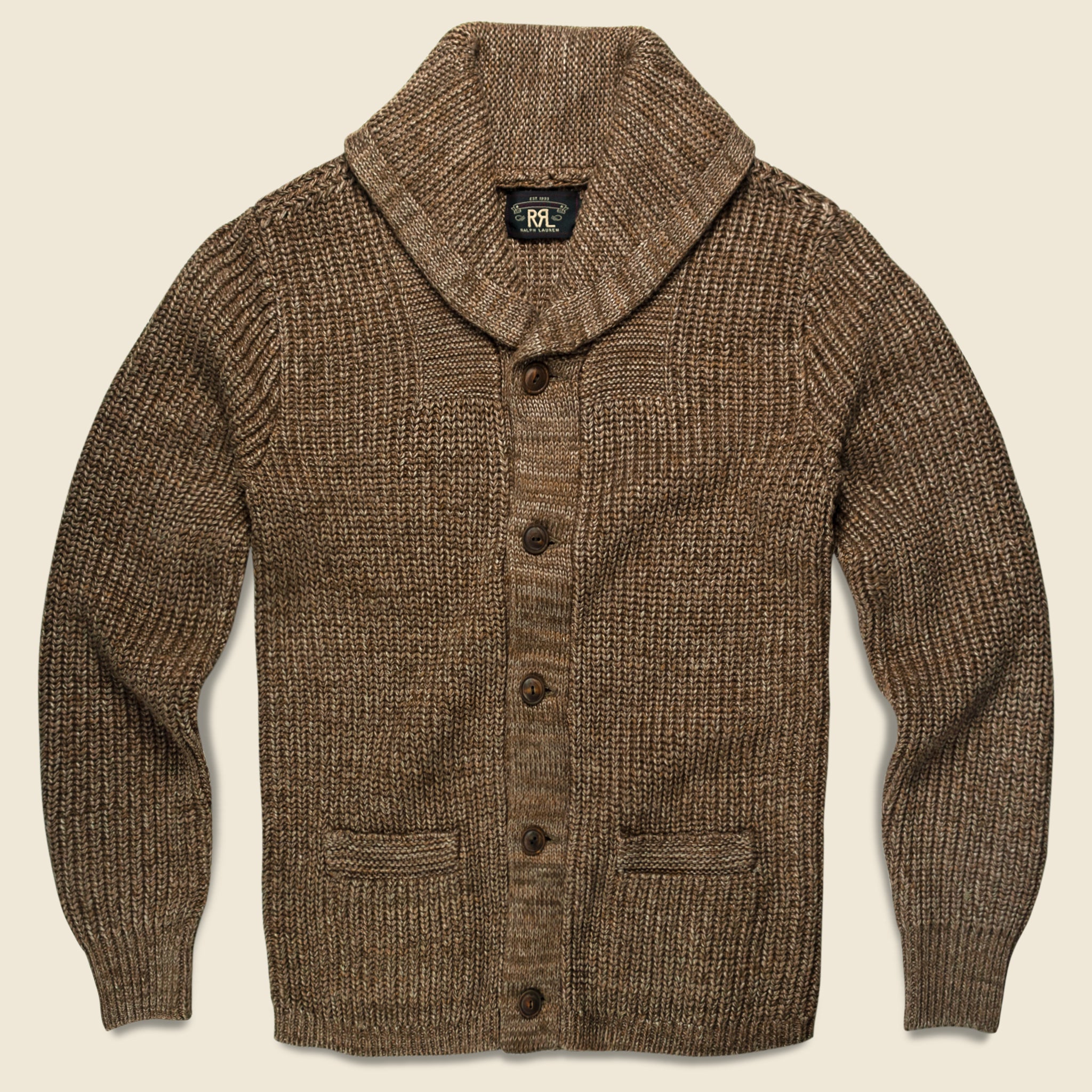 Cotton-Blend Shawl Cardigan - Brown - RRL - STAG Provisions - Tops - Sweater