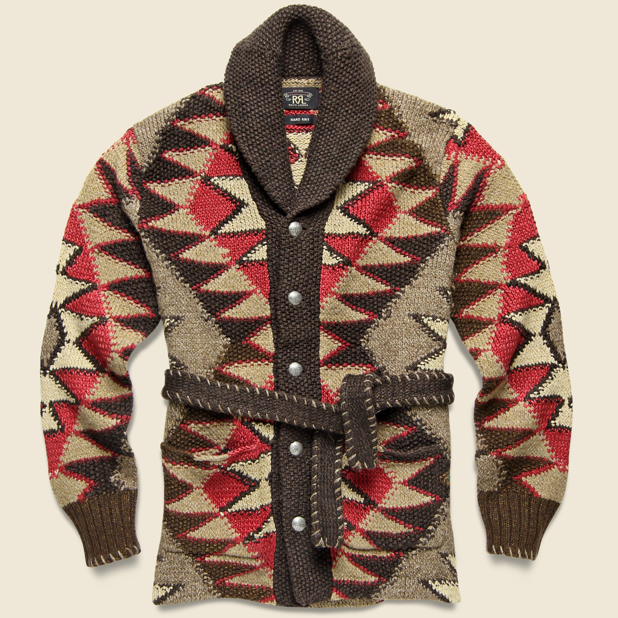 Hand-Knit Ranch Cardigan - Brown - RRL - STAG Provisions - Tops - Sweater