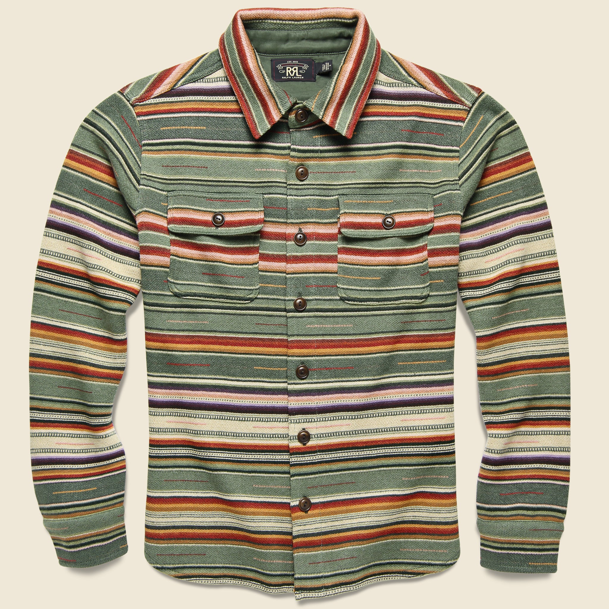 Cotton-Linen Workshirt Sweater - Sage - RRL - STAG Provisions - Tops - L/S Knit