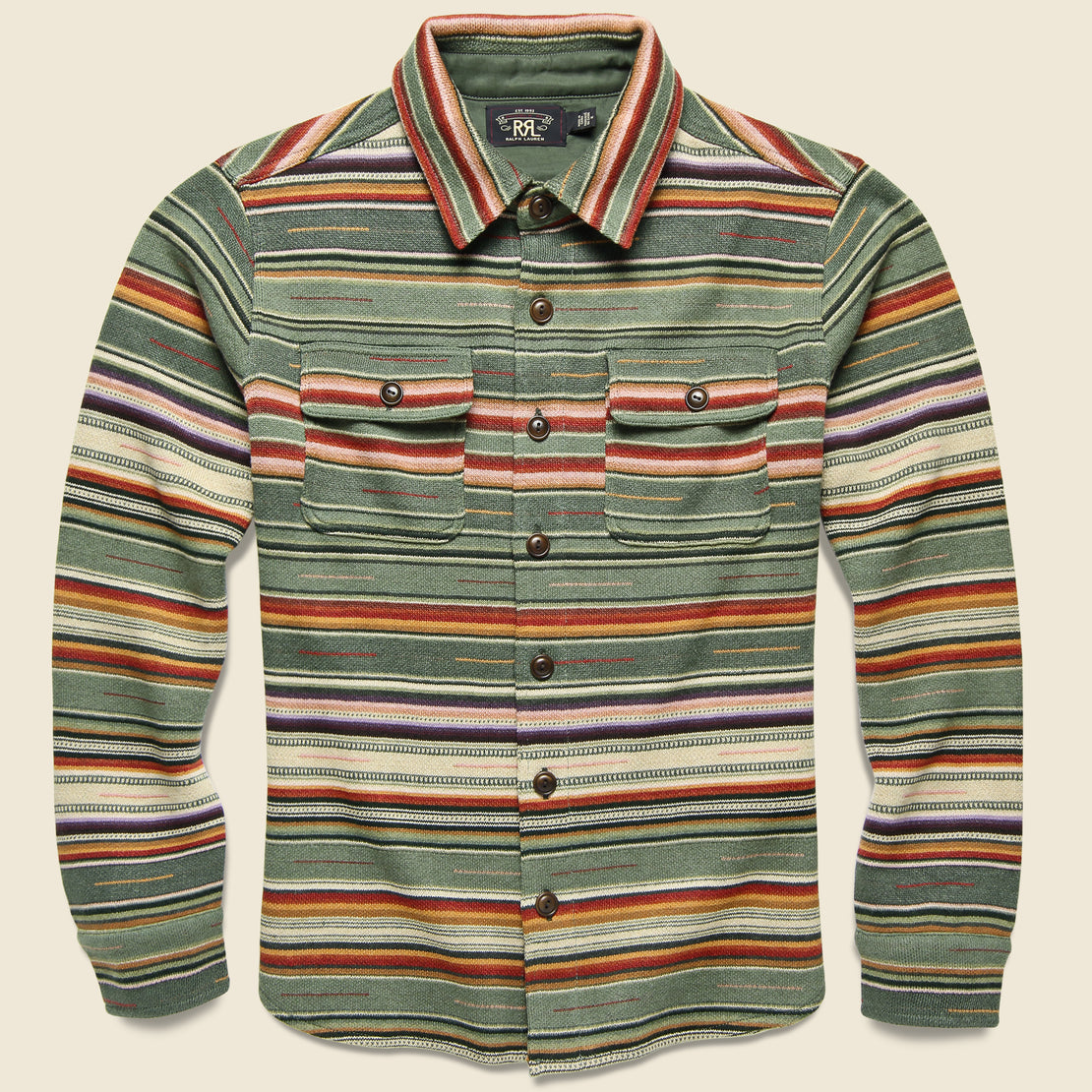 RRL Cotton-Linen Workshirt Sweater - Sage