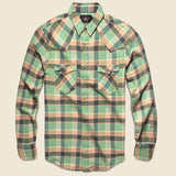 Slim Plaid Twill Western Shirt - Green/Coral - RRL - STAG Provisions - Tops - L/S Woven - Plaid