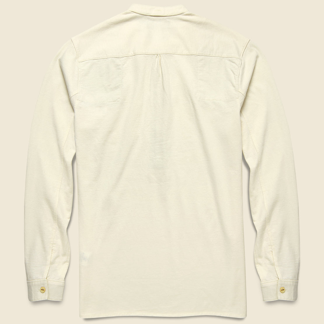 Jersey Band-Collar Shirt - Natural White