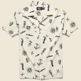 Nautical-Print Camp Shirt - Cream/Black - RRL - STAG Provisions - Tops - S/S Woven - Other Pattern