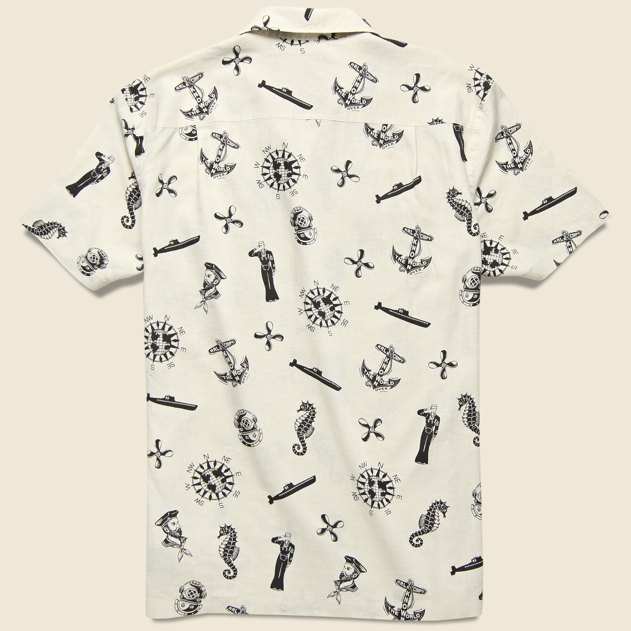 
                          Nautical-Print Camp Shirt - Cream/Black - RRL - STAG Provisions - Tops - S/S Woven - Other Pattern
                        