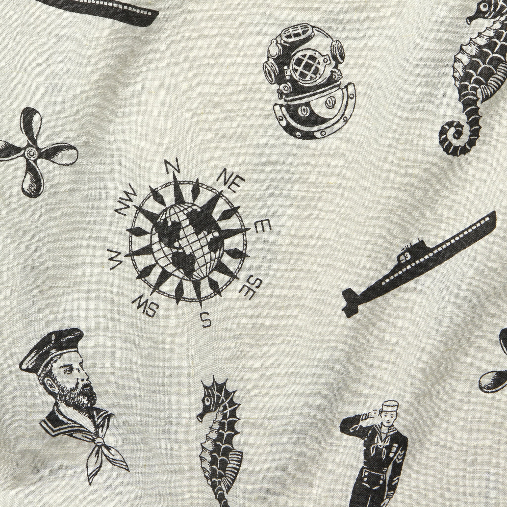 
                          Nautical-Print Camp Shirt - Cream/Black - RRL - STAG Provisions - Tops - S/S Woven - Other Pattern
                        