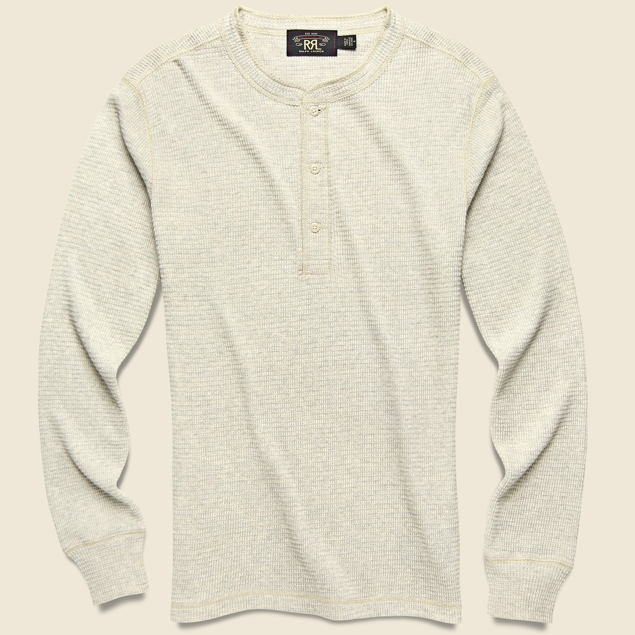 Waffle-Knit Henley - Oat Heather - RRL - STAG Provisions - Tops - L/S Knit