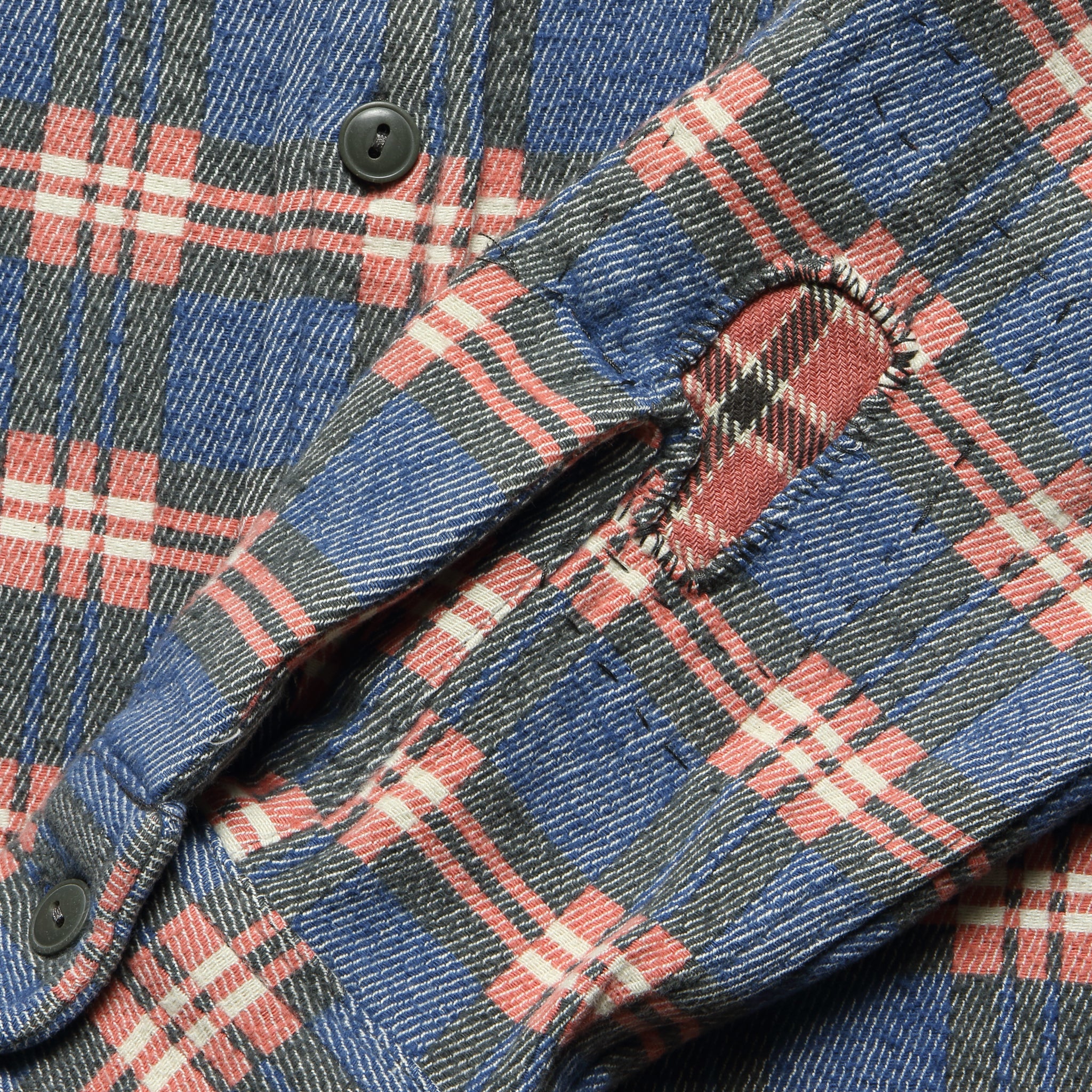 
                          Repaired Jacquard Workshirt - Blue/Red - RRL - STAG Provisions - Tops - L/S Woven - Overshirt
                        