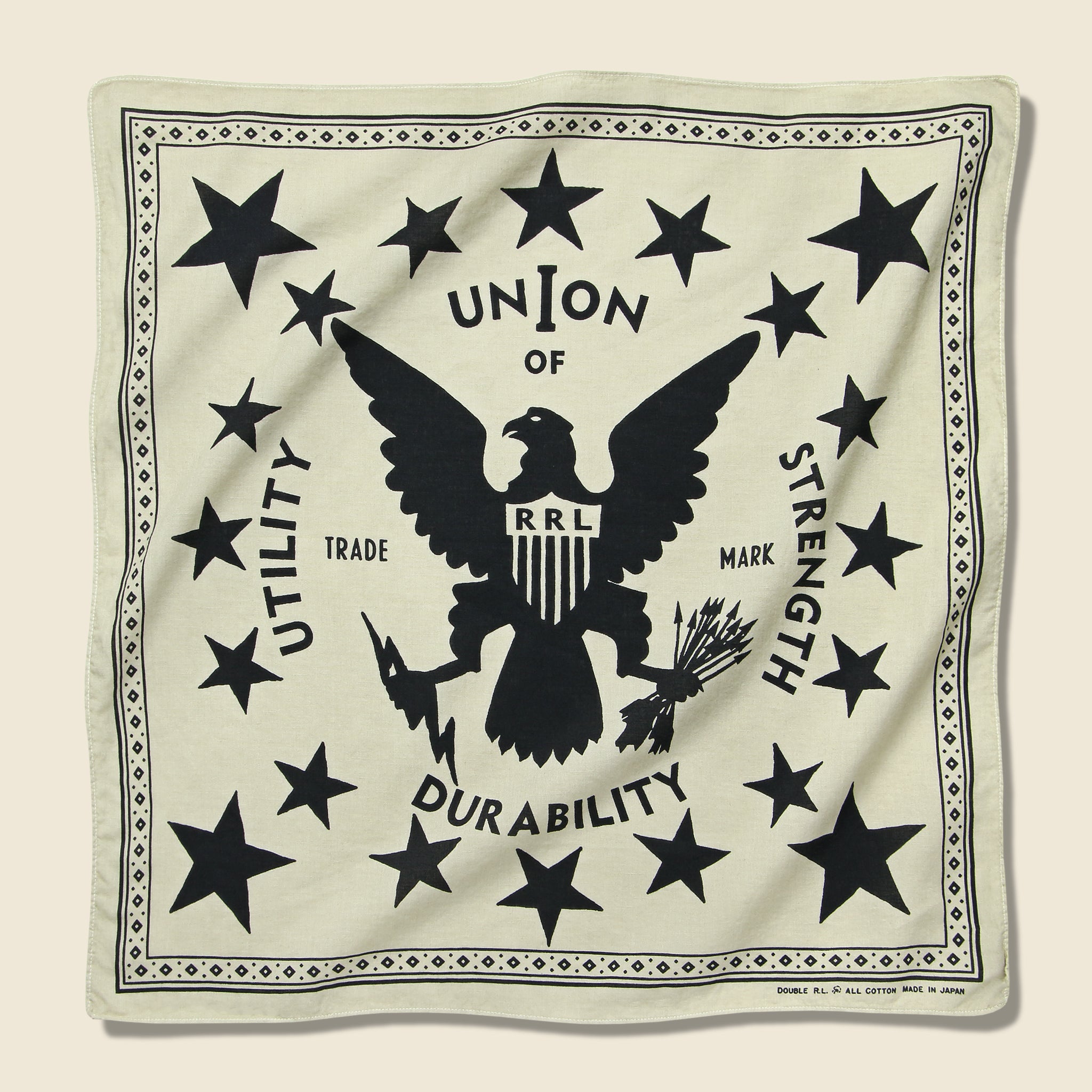 Discharge Print Bandana - Cream/Black - RRL - STAG Provisions - Accessories - Bandanas