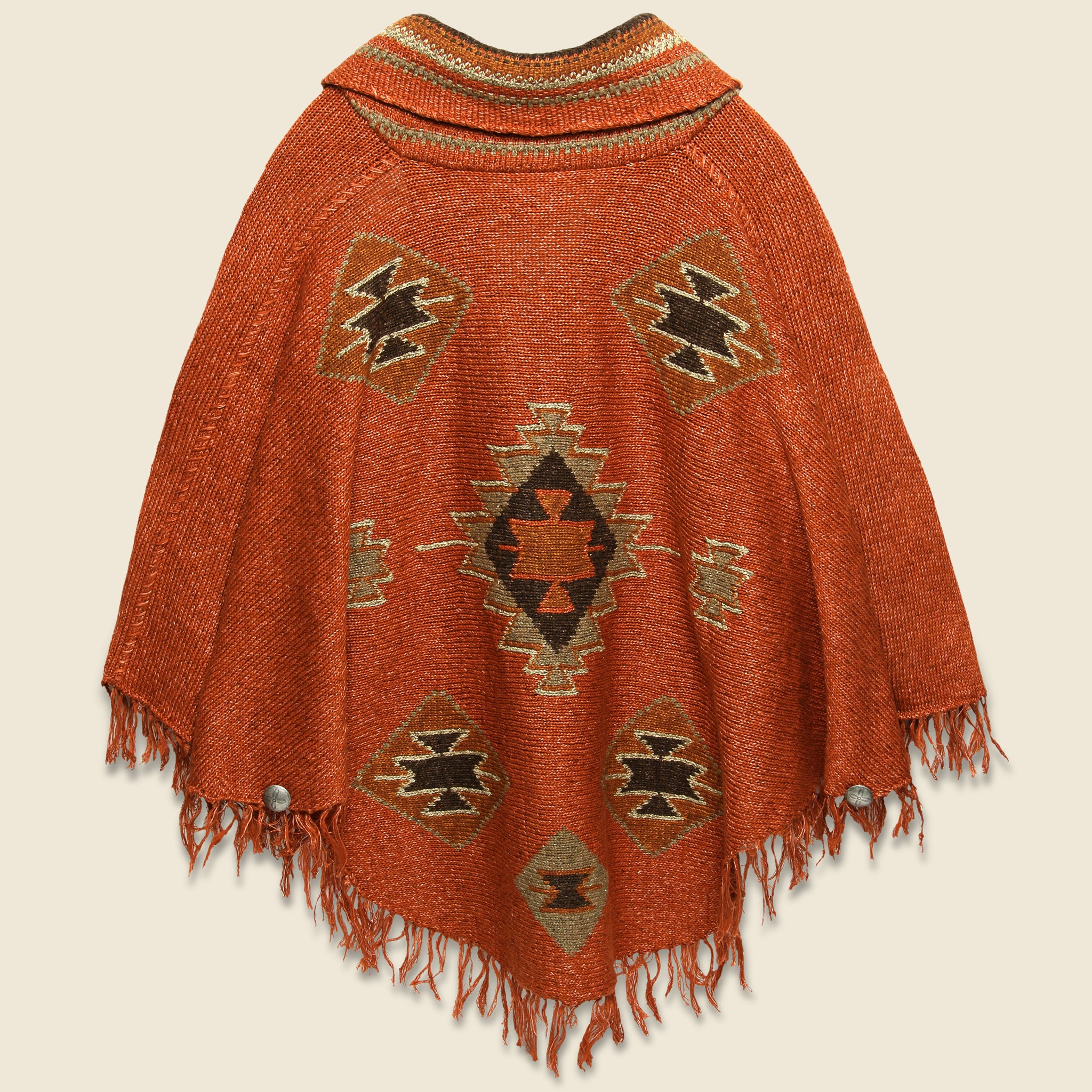 
                          Fringe Linen-Blend Poncho - Rust/Orange - RRL - STAG Provisions - W - Tops - Sweater
                        