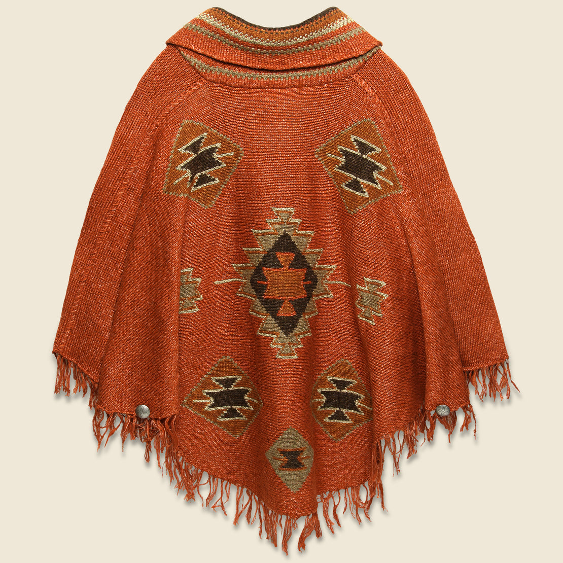 Fringe Linen-Blend Poncho - Rust/Orange - RRL - STAG Provisions - W - Tops - Sweater