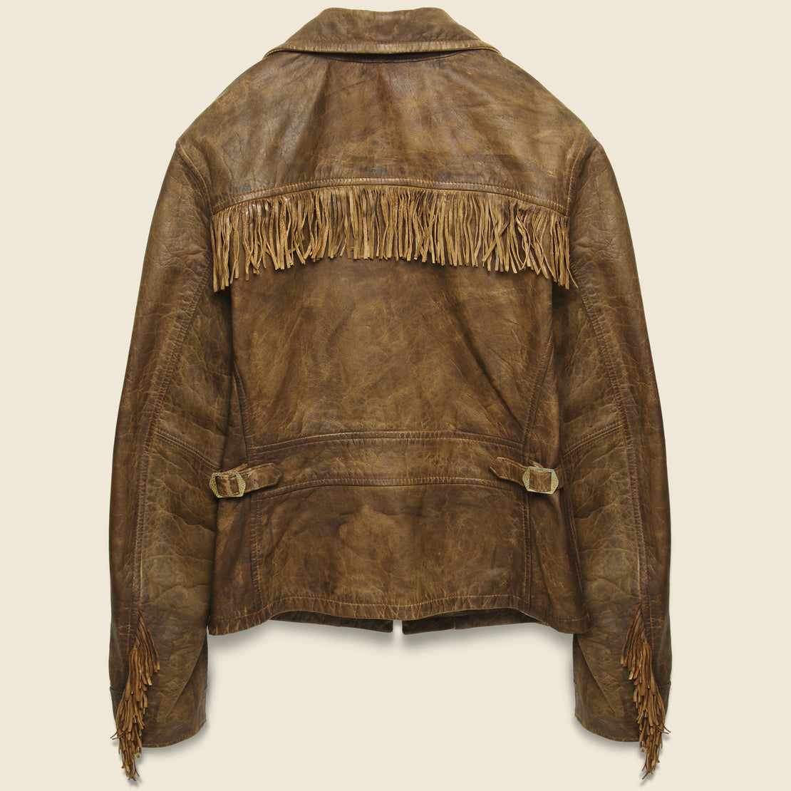 Fringe Leather Cowhide Jacket - Medium Brown - RRL - STAG Provisions - W - Outerwear - Coat/Jacket