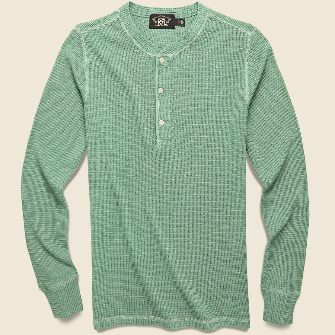 RRL Waffle-Knit Henley - Spring Green