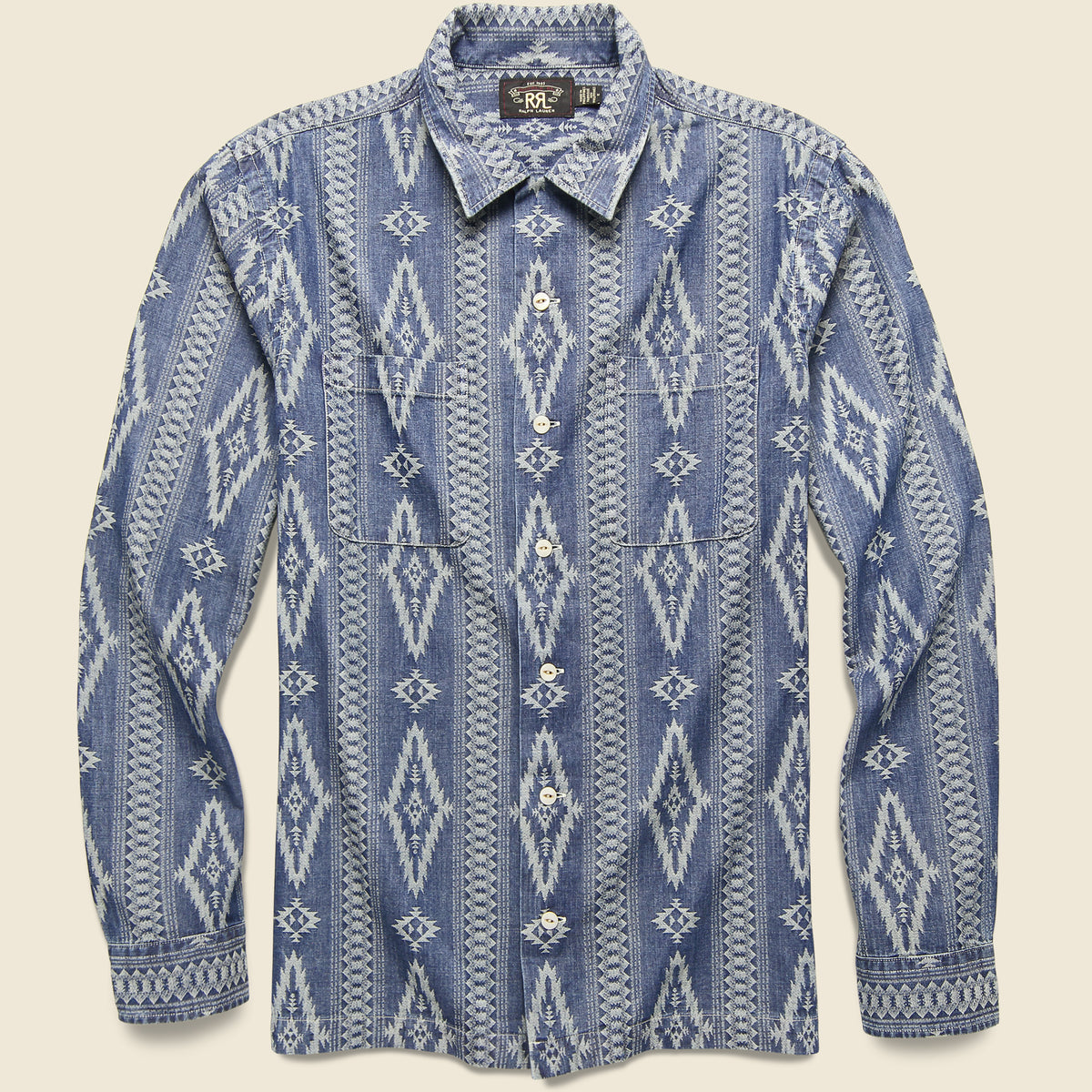 Indigo Jacquard Camp Shirt - Indigo