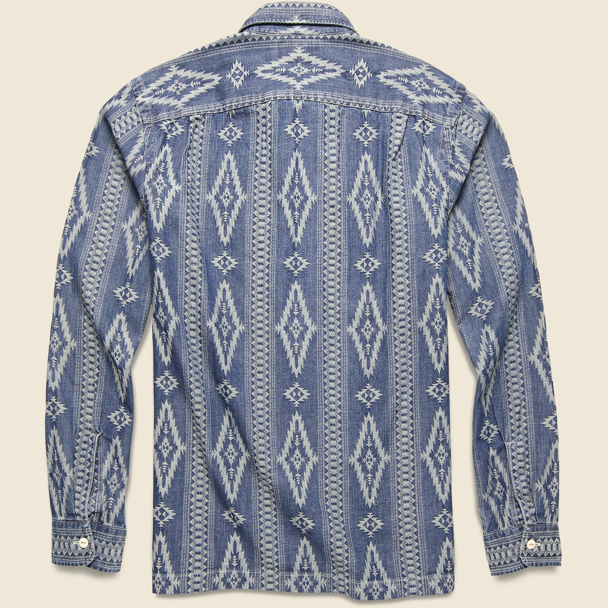 
                          Indigo Jacquard Camp Shirt - Indigo - RRL - STAG Provisions - Tops - L/S Woven - Other Pattern
                        