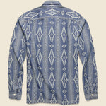 Indigo Jacquard Camp Shirt - Indigo - RRL - STAG Provisions - Tops - L/S Woven - Other Pattern