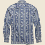 Indigo Jacquard Camp Shirt - Indigo - RRL - STAG Provisions - Tops - L/S Woven - Other Pattern