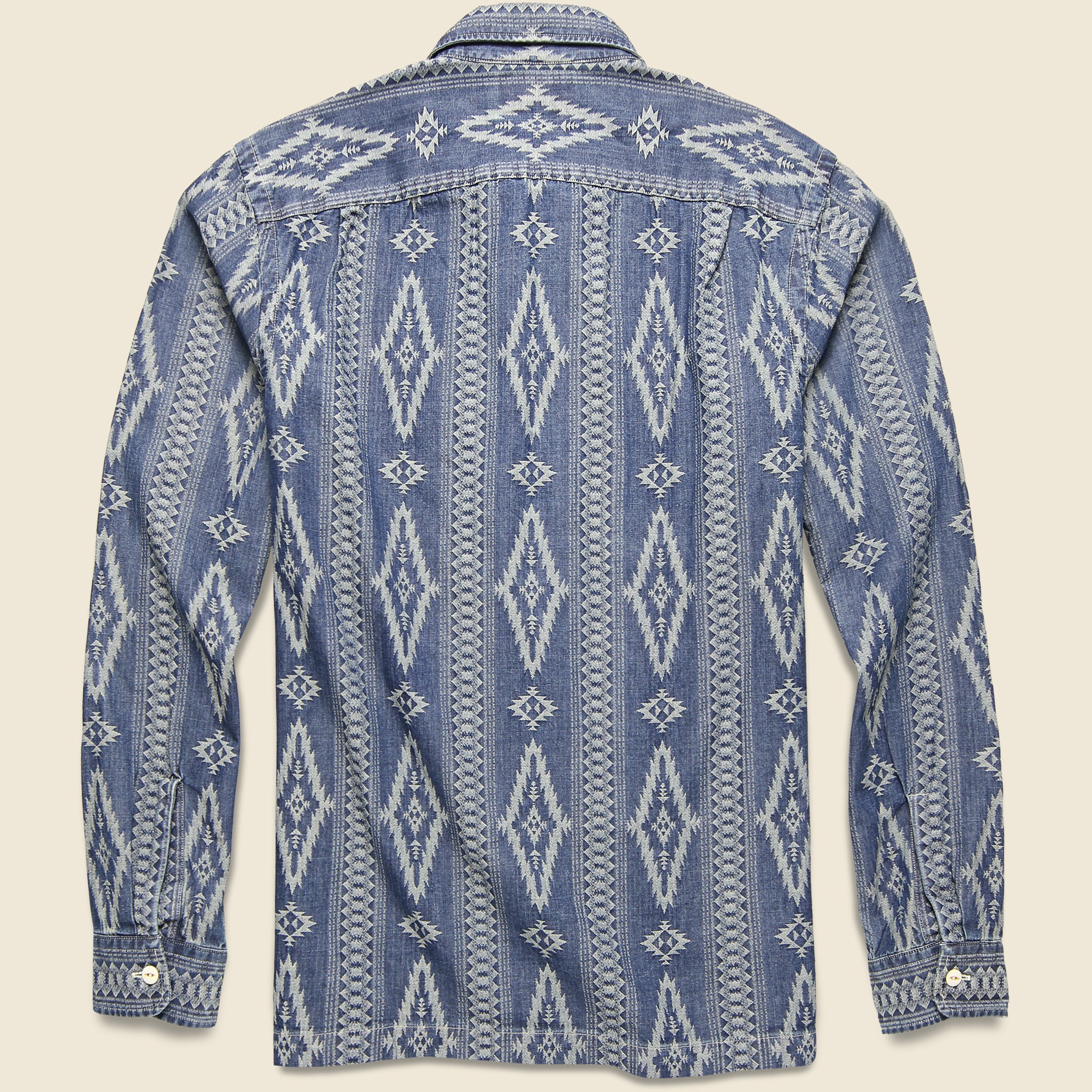 Indigo Jacquard Camp Shirt - Indigo - RRL - STAG Provisions - Tops - L/S Woven - Other Pattern