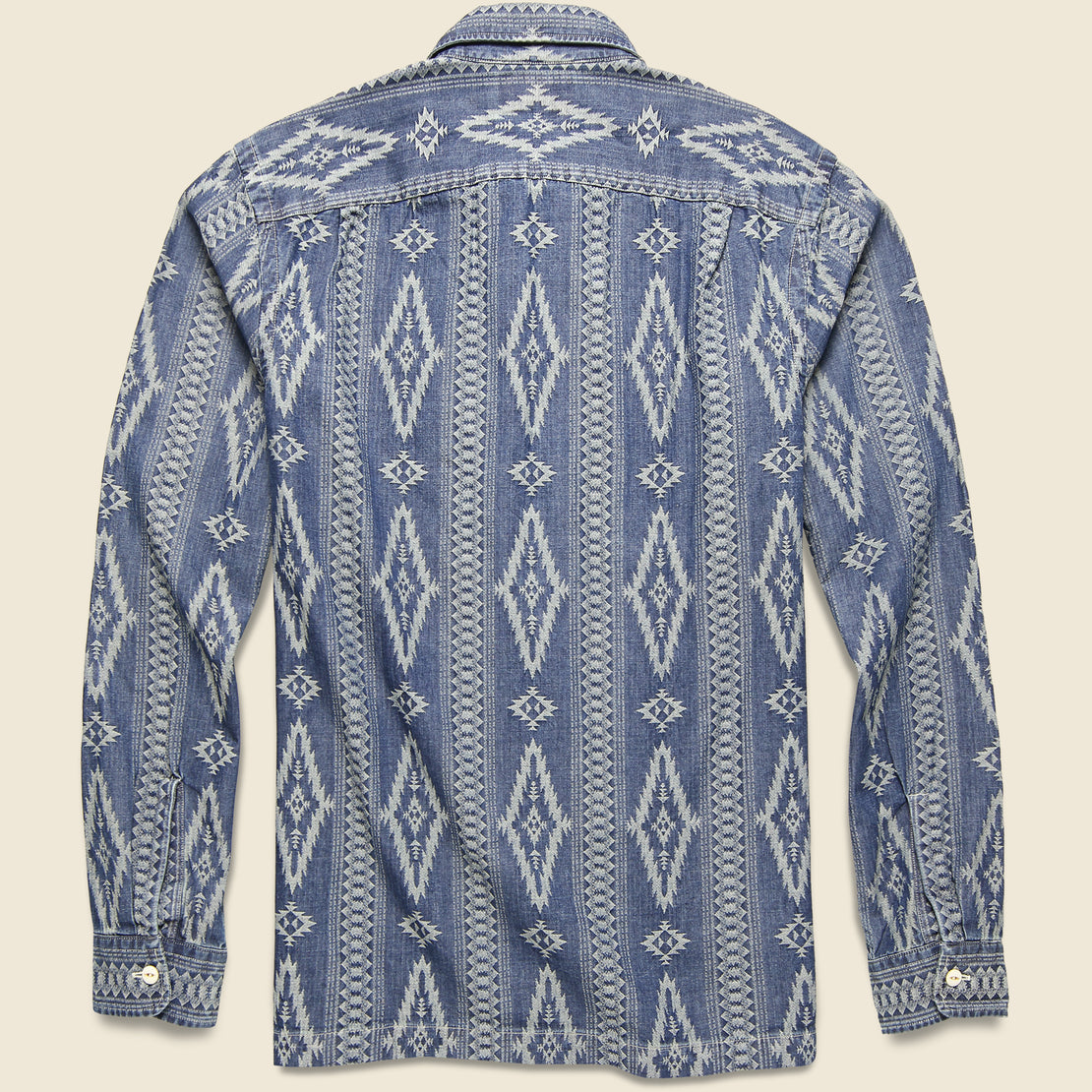 Indigo Jacquard Camp Shirt - Indigo - RRL - STAG Provisions - Tops - L/S Woven - Other Pattern
