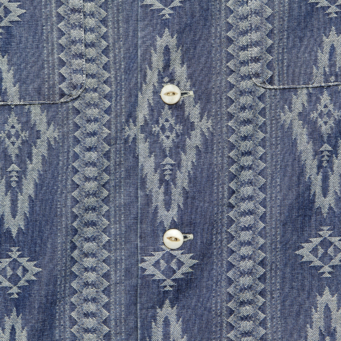 Indigo Jacquard Camp Shirt - Indigo - RRL - STAG Provisions - Tops - L/S Woven - Other Pattern