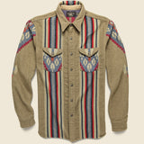 Indigo Jacquard Workshirt - Brown - RRL - STAG Provisions - Tops - L/S Woven - Overshirt