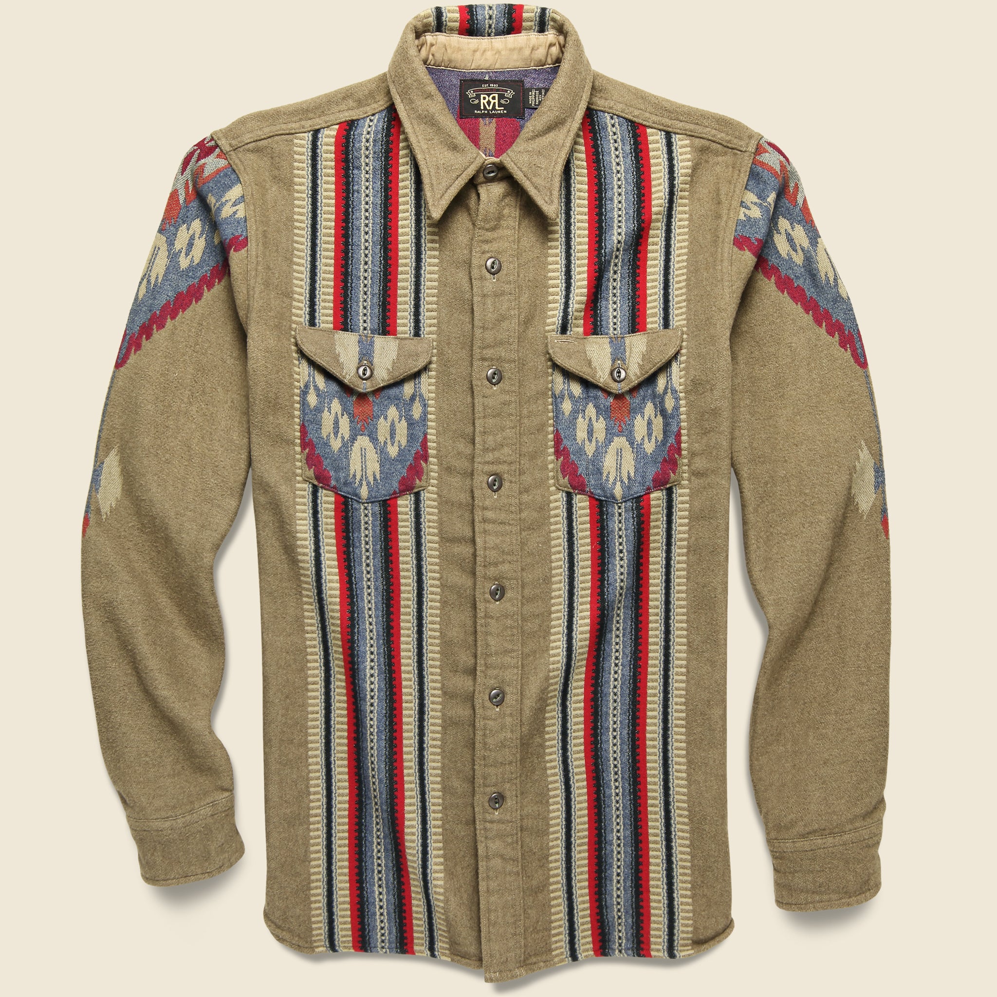 Indigo Jacquard Workshirt - Brown - RRL - STAG Provisions - Tops - L/S Woven - Overshirt