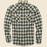 Slim Fit Plaid Brushed Western Shirt - Cream/Grey - RRL - STAG Provisions - Tops - L/S Woven - Plaid