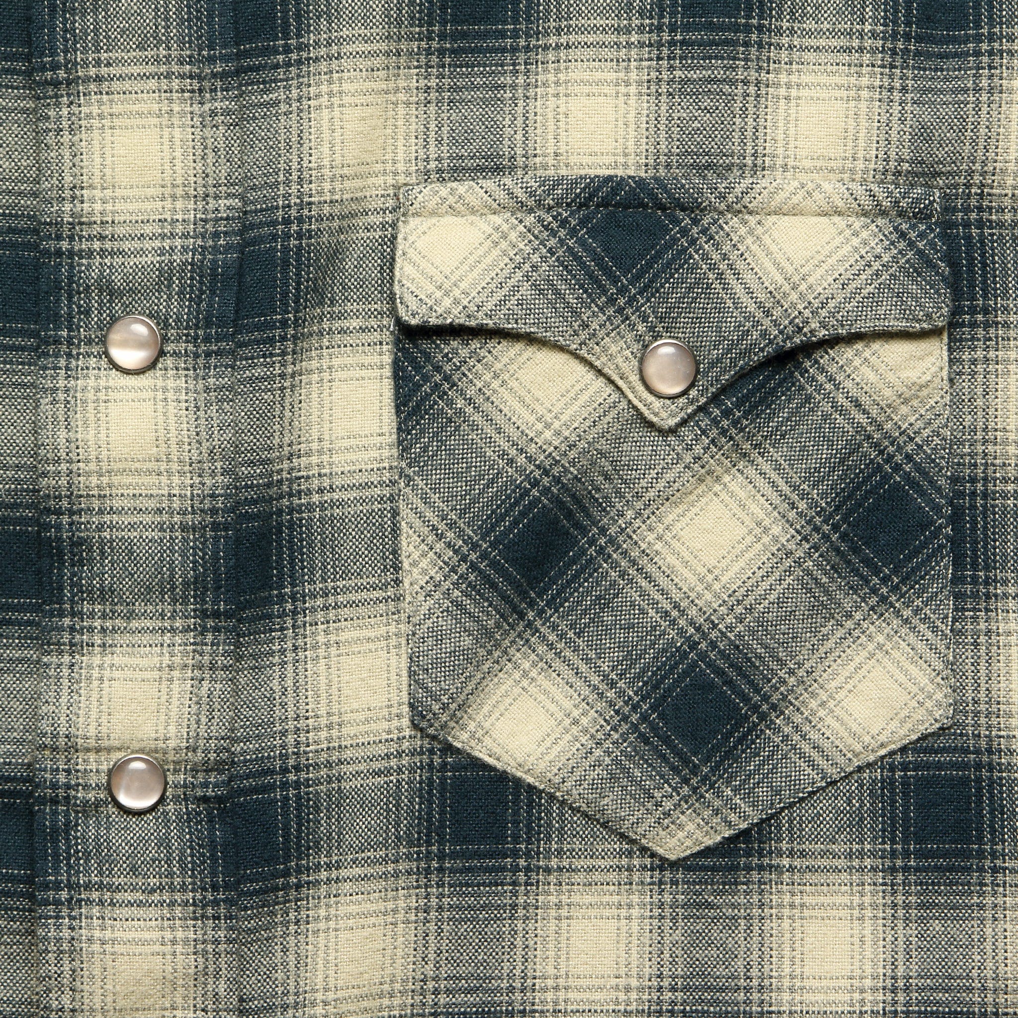 
                          Slim Fit Plaid Brushed Western Shirt - Cream/Grey - RRL - STAG Provisions - Tops - L/S Woven - Plaid
                        