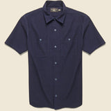 Indigo Seersucker Camp Shirt - Dark Indigo - RRL - STAG Provisions - Tops - S/S Woven - Other Pattern